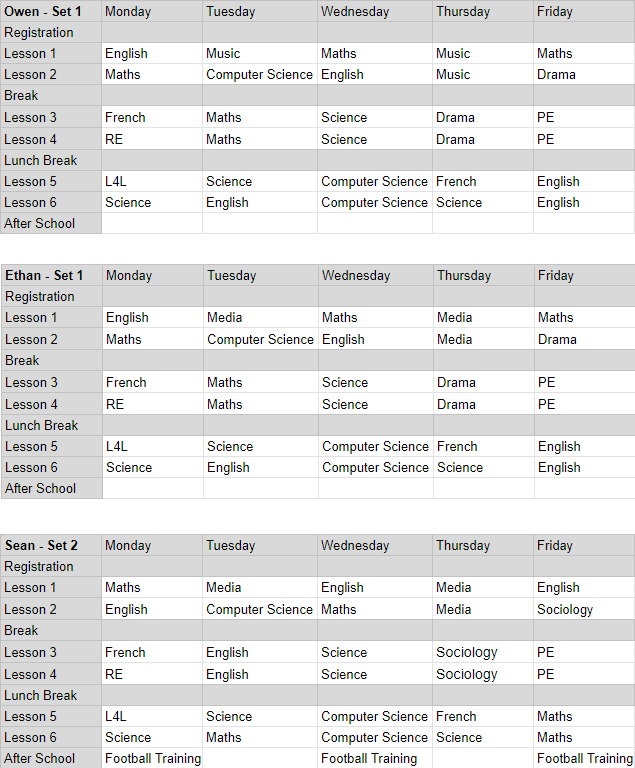 TimeTable Main three